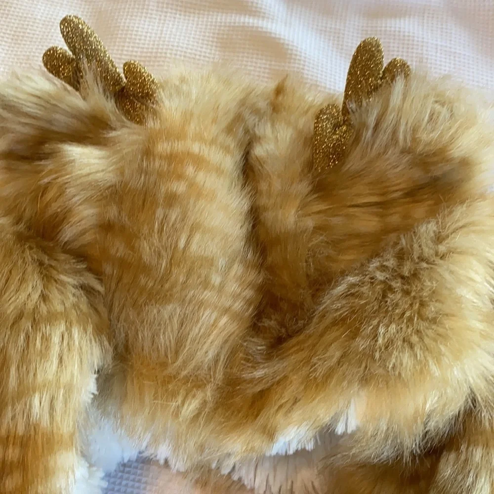 Claire’s Reindeer Faux Fur Beanie Scarf with hand Pockets